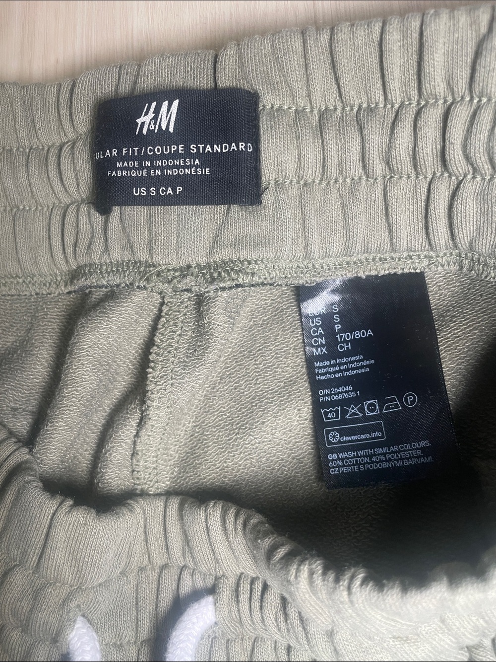 H&M Olive Green Athletic Shorts with White Drawstring - Picture 2 of 6
